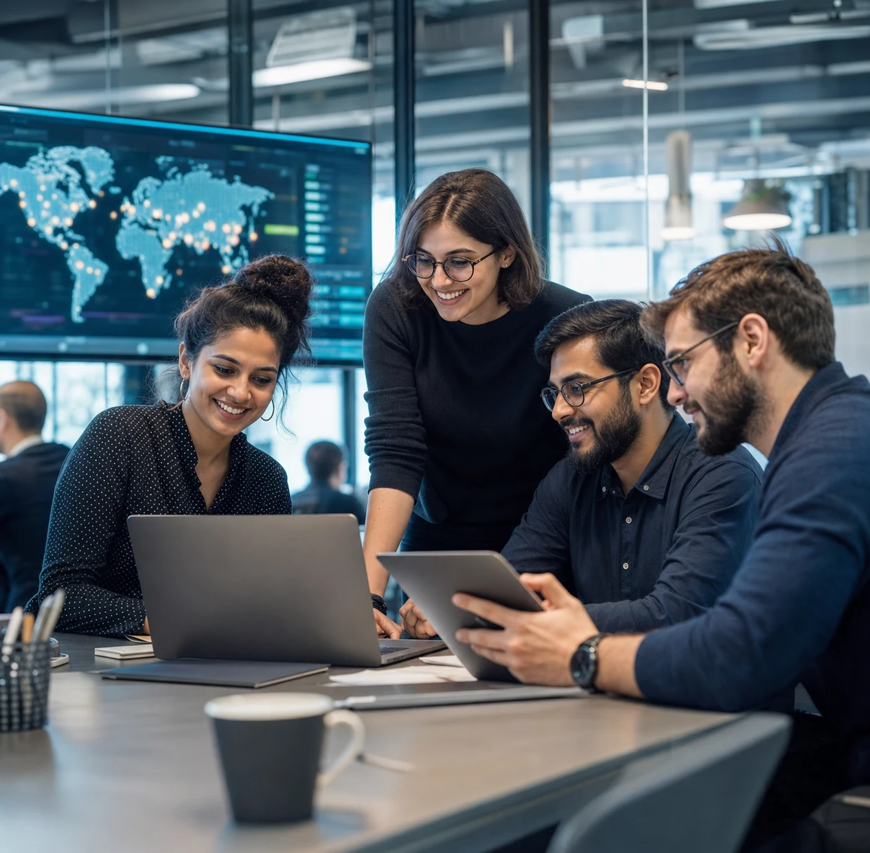VerizoneGlobal global software team collaborating in a modern studio